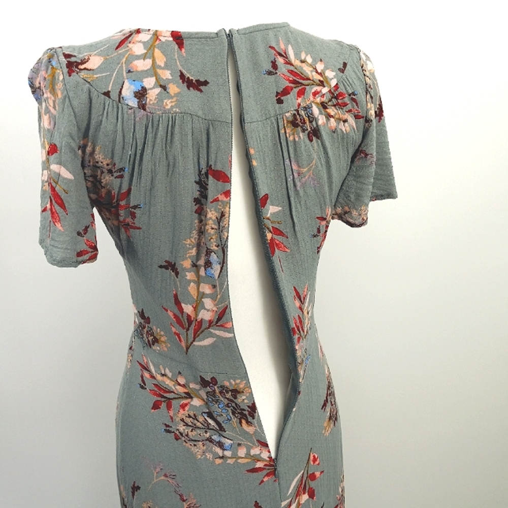 Lulu's Maxi Dress Size S Seafoam Green Floral Print Surplice Front Wrap Skirt - Picture 11 of 15